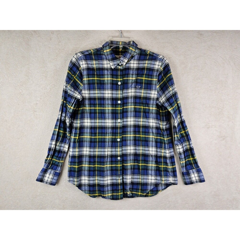 Vineyard Vines Women's Long Sleeve Cotton Flannel Relaxed Fit Shirt Plaid Size 2